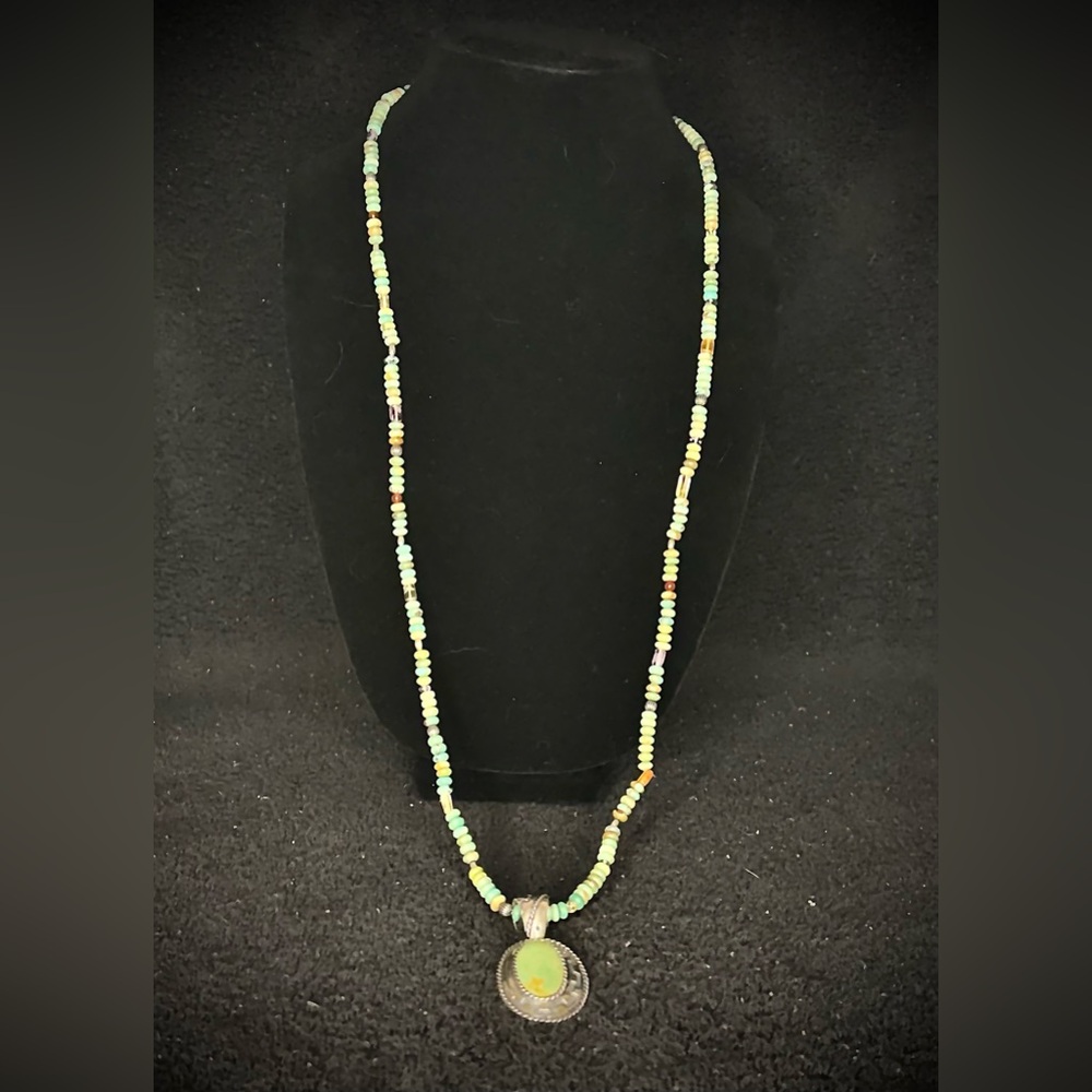Carolyn Pollack Relios Sterling Silver Turquoise Beaded Peace Necklace item#0027